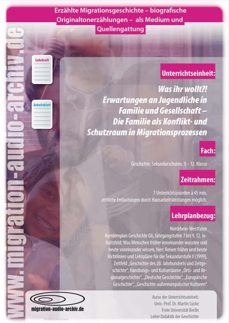 MODUL – FAMILIENGESCHICHTEN – Erwartungen an Jugendliche in Familie und Gesellschaft