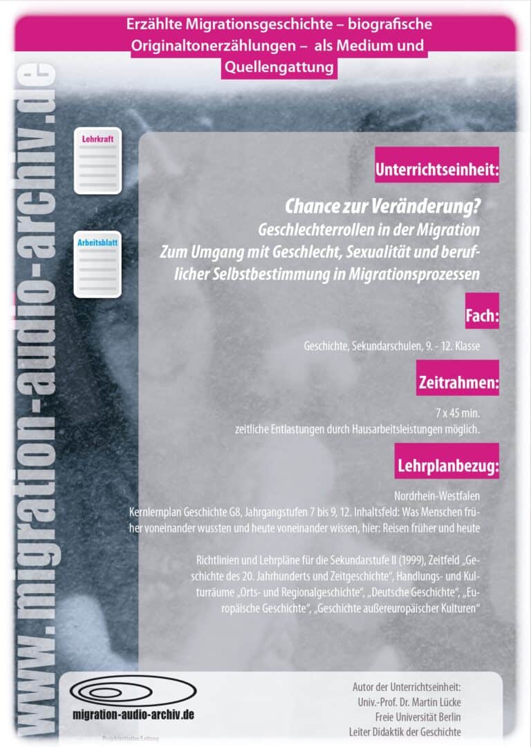 MODUL – GESCHLECHTERROLLEN IN DER MIGRATION – Zum Umgang mit Geschlecht, Sexualität und beruflicher Selbstbestimmung in Migrationsprozessen