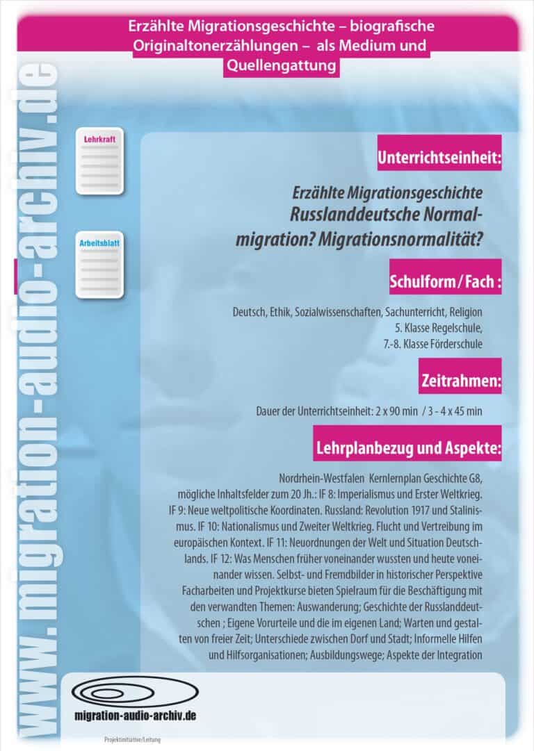 MODUL – RUSSLANDDEUTSCHE – Re/migration?